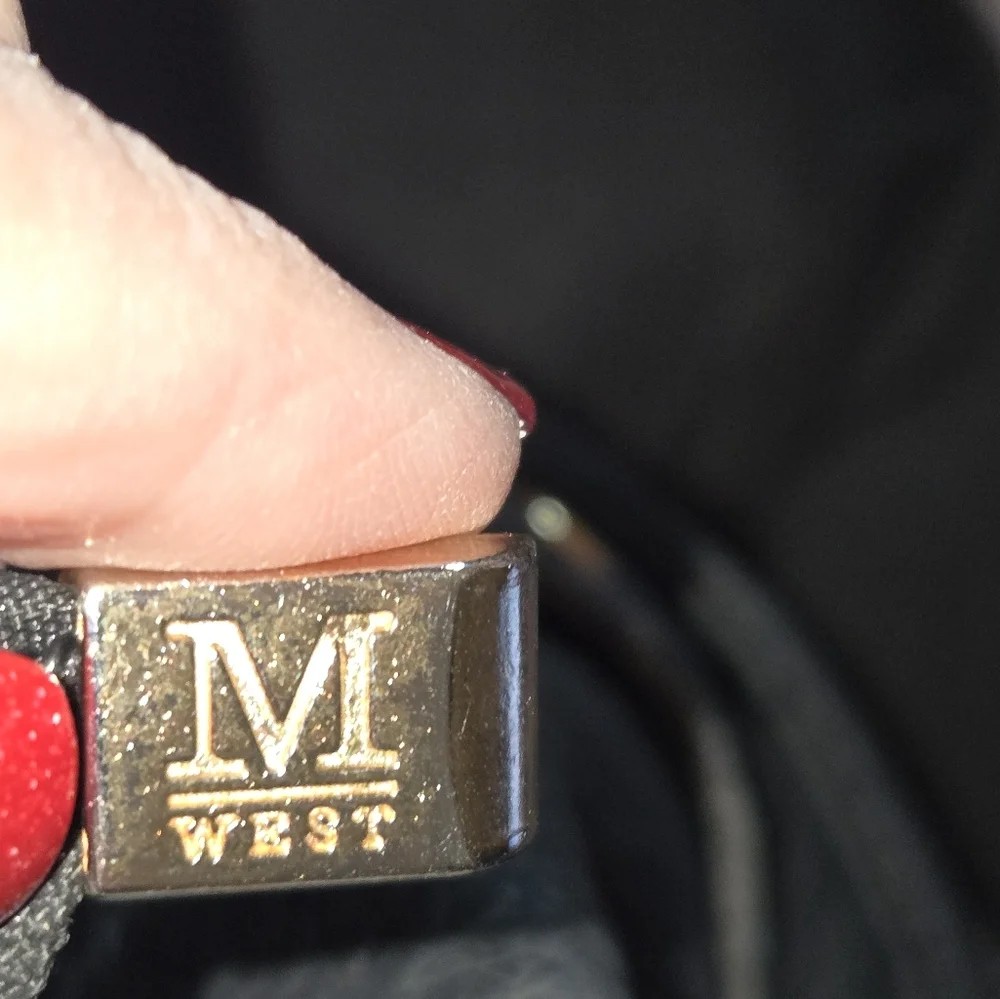 Black Leather Shoulder Bag with Gold Accents from Montana West